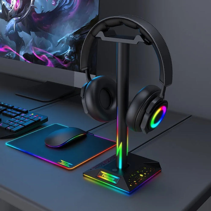 Soporte Para Audifonos Diadema Rgb 2 Puertos MultifunciÃ³n 12582 GRADO B