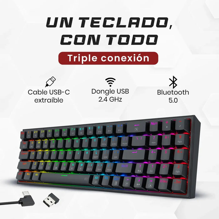 COMBO GAMER REDRAGON S136 TECLADO + MOUSE INGLÉS INALÁMBRICO NEGRO grado b