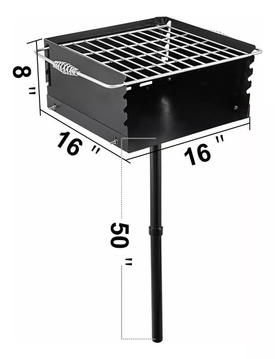 VEVOR Parrilla BBQ de Acero al Carbono al Aire Libre, Pilar Enterrado 53,3 x 53,3 cm grado b