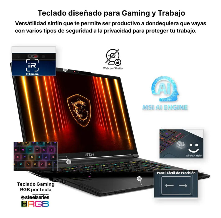 LAPTOP GAMER MSI STEALTH 16 RTX5060 R AI 7 350 32GB 1TB SSD NEGRO GRADO A