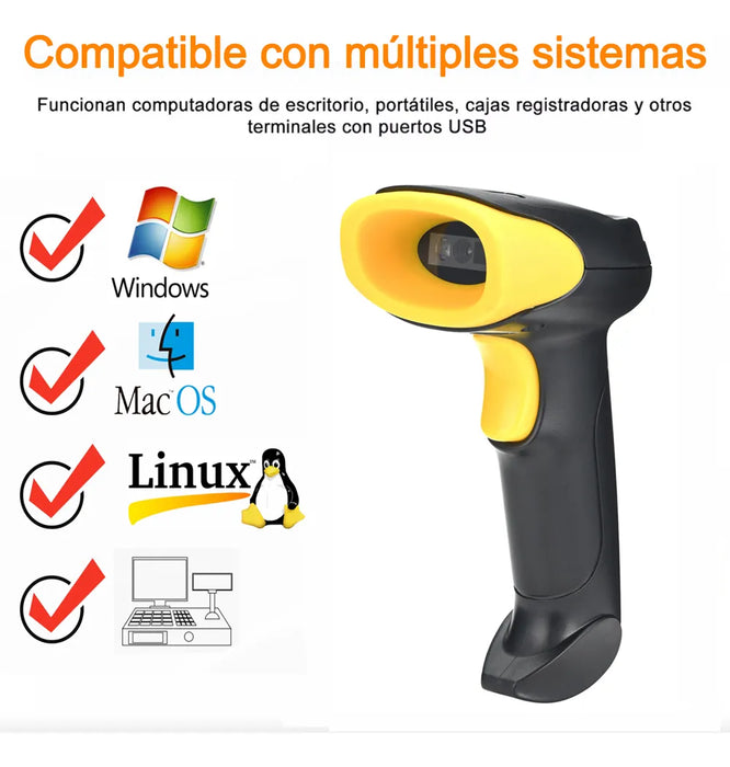 Lector De Escáner De Código De Barras Con Cable Inalámbrico