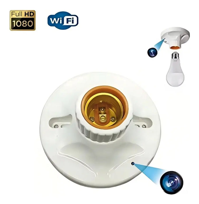 PORTALAMPARAS REAL MINI CAMARA OCULTA FULL HD 1080P WIFI APP 4K COLOR BLANCO LENTEMX GRADO B