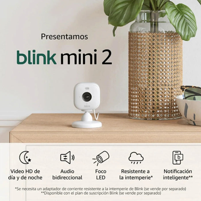 KIT CAMARA DE SEGURIDAD BLINK MINI 2 CON ENCHUFE PARA INT/EX BLANCO GRADO B