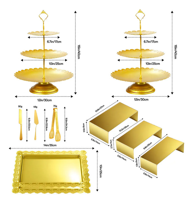 11 PZS BASE METAL PARA PASTELES Y POSTRES EN  GRADO B
