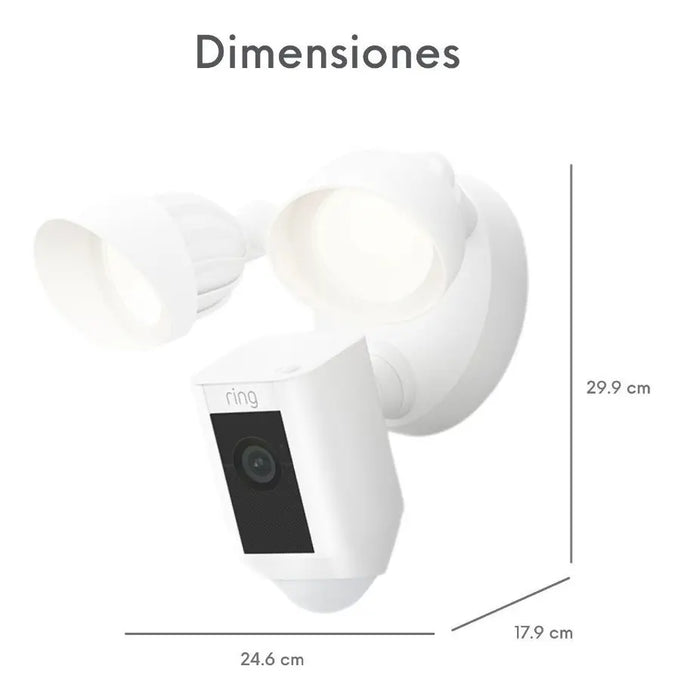 CAMARA DE SEGURIDAD EXTERIOR CON REFLECTORES Y SIRENA CABLEADA RING PRO FLOODLIGHT CAM WIRED PRO BLANCO GRADO B