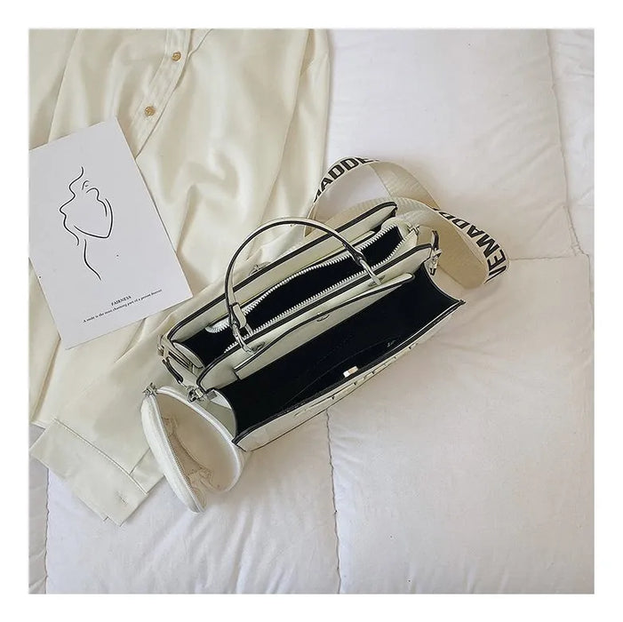 Color Sólido Letras Mano Bl Bolsa De Hombro Bolsa Crossbody Color Blanco. Grado A