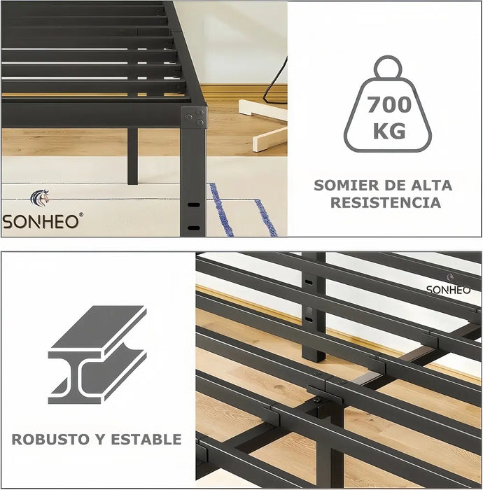 SONHEO BASE CAMA MATRIMONIAL METÁLICA SONHEO NEGRO 189X135 CM PLEGABLE CON ALMACENAMIENTO GRADO B