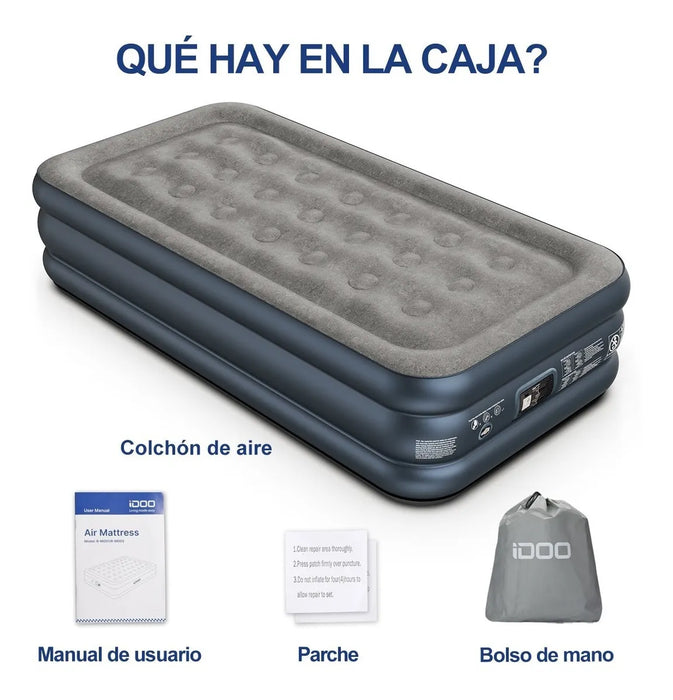 Colchon De Aire Inflable Idoo Twin Con Bomba Incorporada 14386 GRADO A