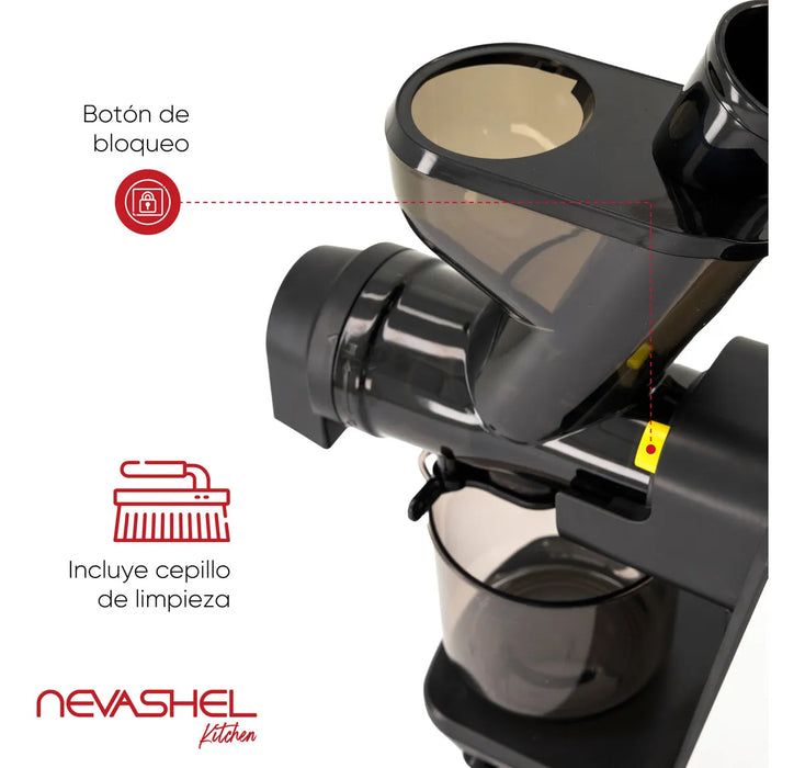 EXTRACTOR DE JUGOS EXPRIMIDORA DE JUGOS DE MASTICACIÓN LENTA NEVASHEL KITCHEN AD-26 EXPRIMIDOR DE PRENSADO EN FRÃ­O PARA VERDURAS Y FRUTAS, ZANAHORIAS, POTENTE Y SILENCIOSO FACIL USAR Y LIMPIAR GRADO B