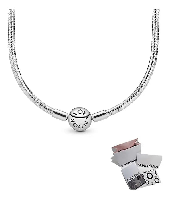 PANDORA COLLAR DE PLATA DE LEY CON CIERRE EXCLUSIVO GRADO B