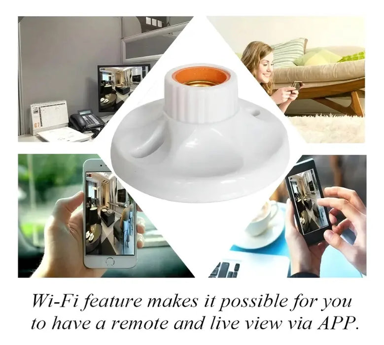 PORTALAMPARAS REAL MINI CAMARA OCULTA FULL HD 1080P WIFI APP 4K COLOR BLANCO LENTEMX GRADO B