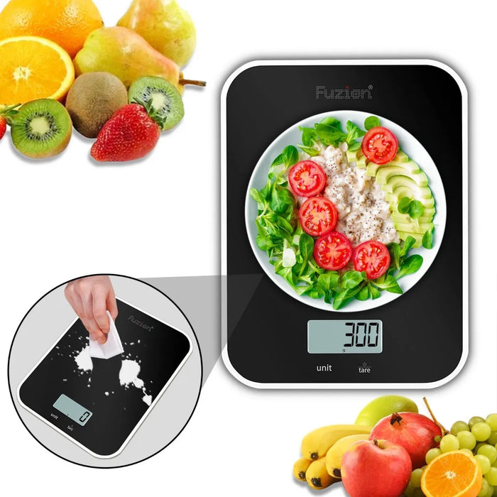 FUZION BASCULA DIGITAL DE COCINA DE CRISTAL TEMPLADO 1G/5KG GRADO B