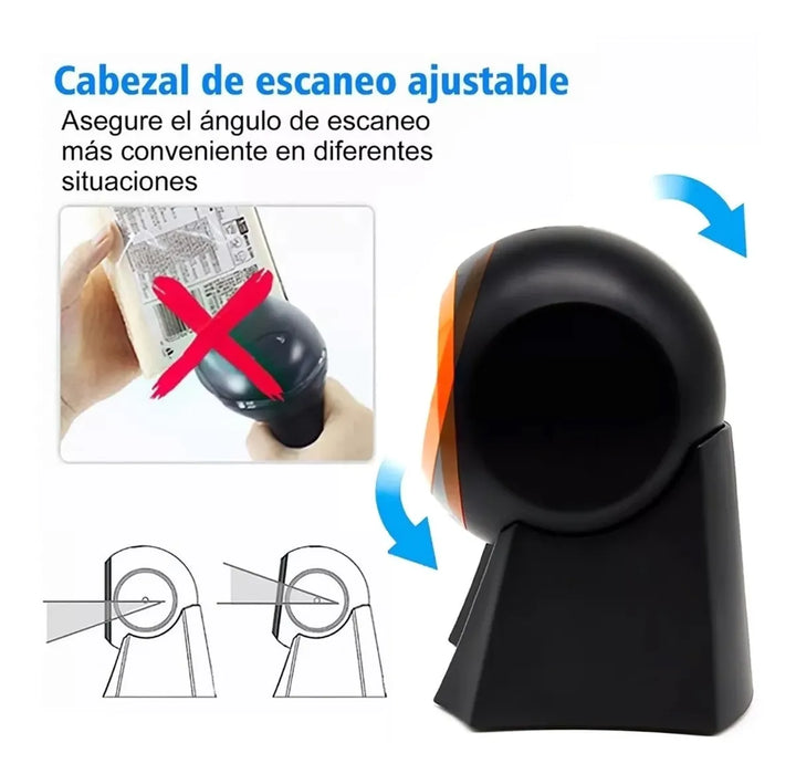 LECTOR CODIGO BARRAS OMNIDIRECCIONAL 1D2DQR USB SCANNER