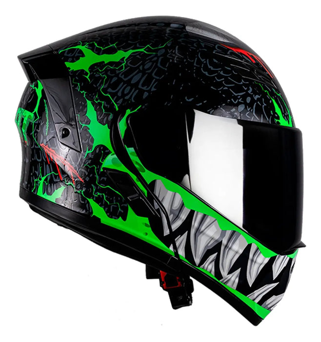 CASCO KOV ESTELAR TROLL NEGRO Y VERDE FLUORESCENTE TALLA XXL GRADO A