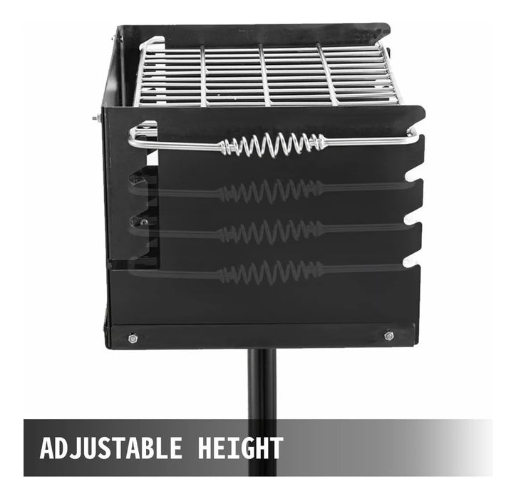 VEVOR Parrilla BBQ de Acero al Carbono al Aire Libre, Pilar Enterrado 53,3 x 53,3 cm grado b