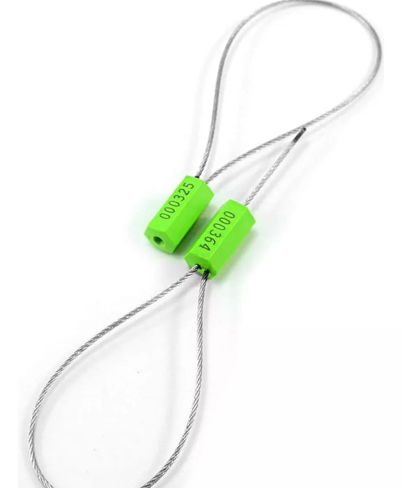 Sellos O Precintos De Seguridad Cable Acero 30cm Largo 100pz Color Verde GRADO A