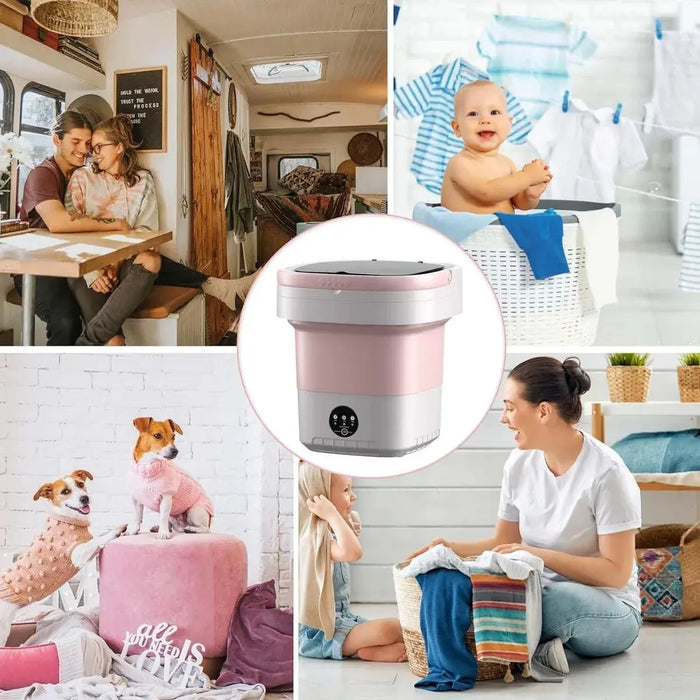 MINI LAVADORA PLEGABLE PORTÃ¡TIL AZUL LUZ ANTIBACTERIAL 12L grado b