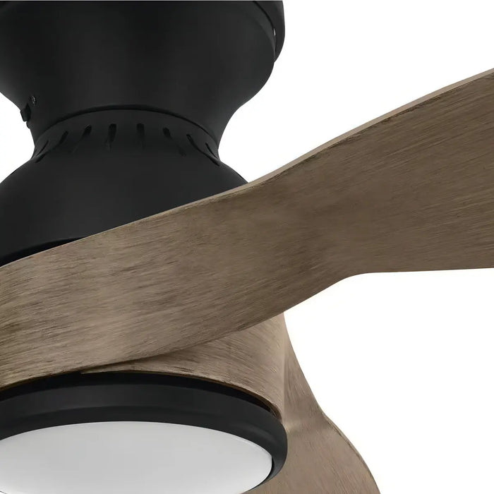 VENTILADOR DE TECHO CON LUZ HAMPTON BAY 52 NEGRO CONTROL REMOTO INTERIOR/EXTERIOR 1.321 M 43HZ MADERA GRADO B