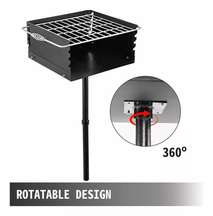 VEVOR Parrilla BBQ de Acero al Carbono al Aire Libre, Pilar Enterrado 53,3 x 53,3 cm grado b