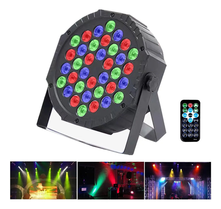 Luces Fiesta Cañones LED 36x1 Luces RGB Led para Escenario Tacho PAR ATOZELE de 36 LED RGB con Control Remoto y DMX GRADO B