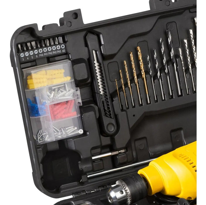 KIT TALADRO PERCUTOR 3/8 + ACCESORIOS STANLEY SCH10D2K AMARILLO 60 HZ GRADO A