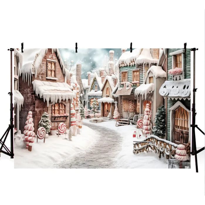 fondo de fotografã­a de nieve de tienda de dulces navideã±os 3820