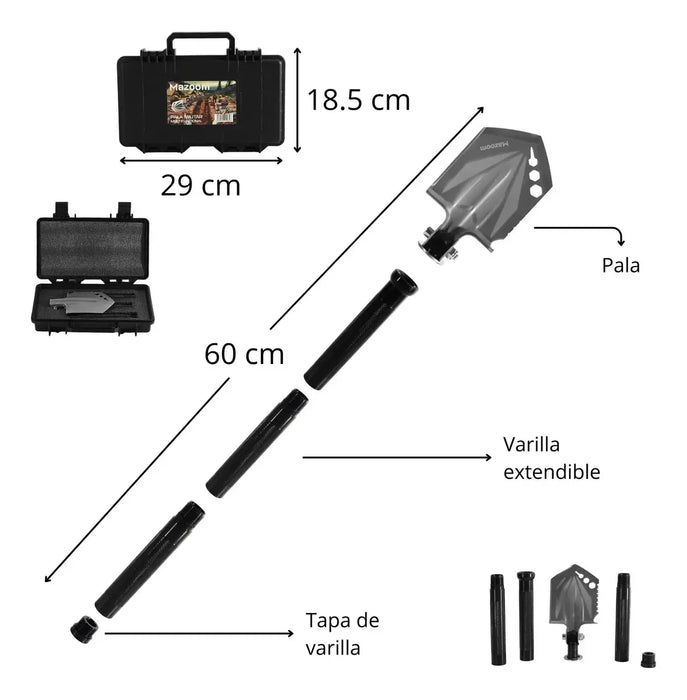 PALA DE JARDÍ­N/TÁCTICA PLEGABLE PALA CON CUCHILLO/ACERO INOX NEGRO GRADO B