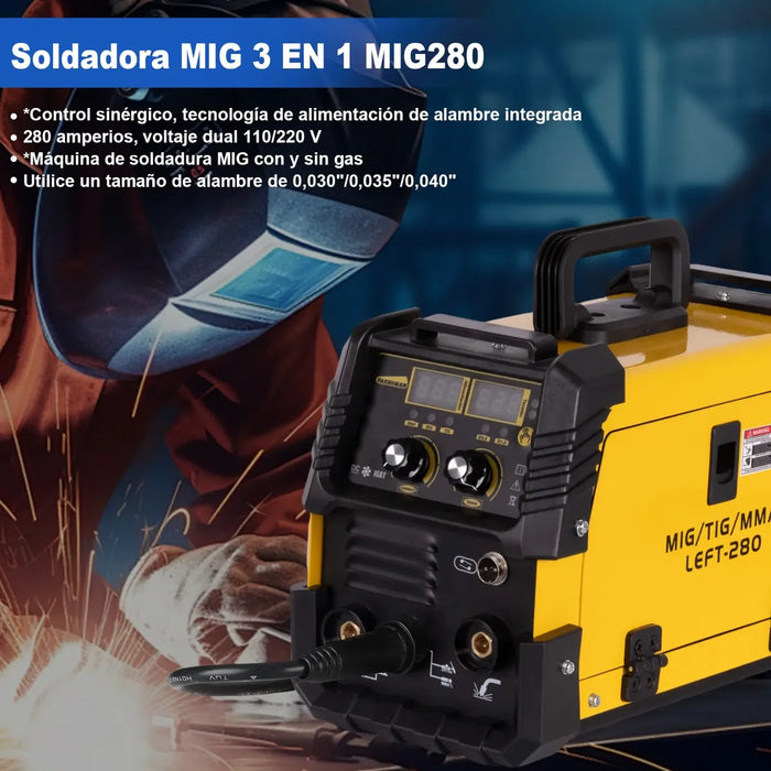 SOLDADORA INVERTER MIG-280 MAQUINA DE SOLDAR 120A 110V GRADO B
