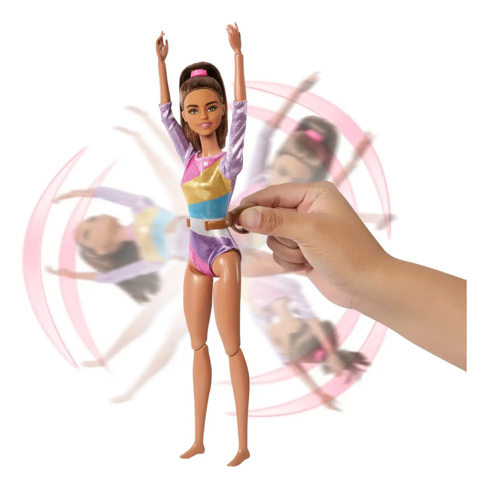 BARBIE PROFESIONES SET DE JUEGO GIMNASTA CABELLO CASTAÑO GRADO A