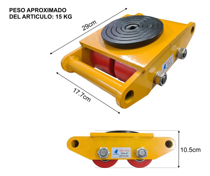 PATIN TORTUGA 4 RUEDAS PARA MOVER CARGA HASTA 6 TONELADAS GRADO B