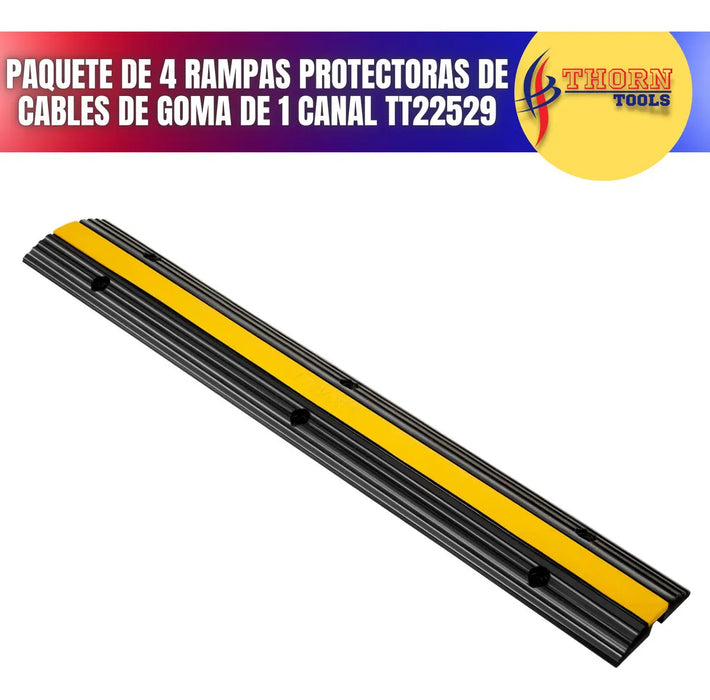 PROTECTOR DE CABLES VEVOR 4 PZAS 1 CANAL DE GOMA GRADO B