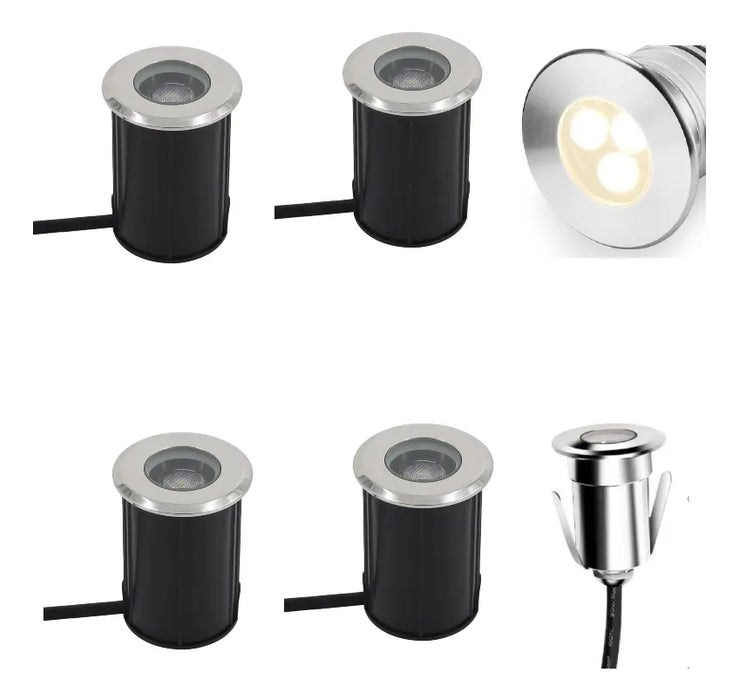 LUCES DE PISCINA 4 UNID ACERO INOXIDABLE AMARILLA 3W DC12V GRADO B