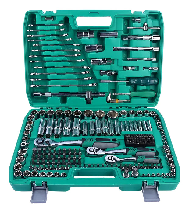 JUEGO DE LLAVES AUTOCLE CON ESTUCHE, 216 PIEZAS VERDE GRADO B