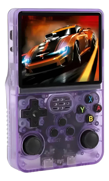 PANTALLA IPS PORTÁTIL PARA JUEGOS RETRO  R36S PRO 64 G PÍºRPURA TRANSPARENTE GRADO B