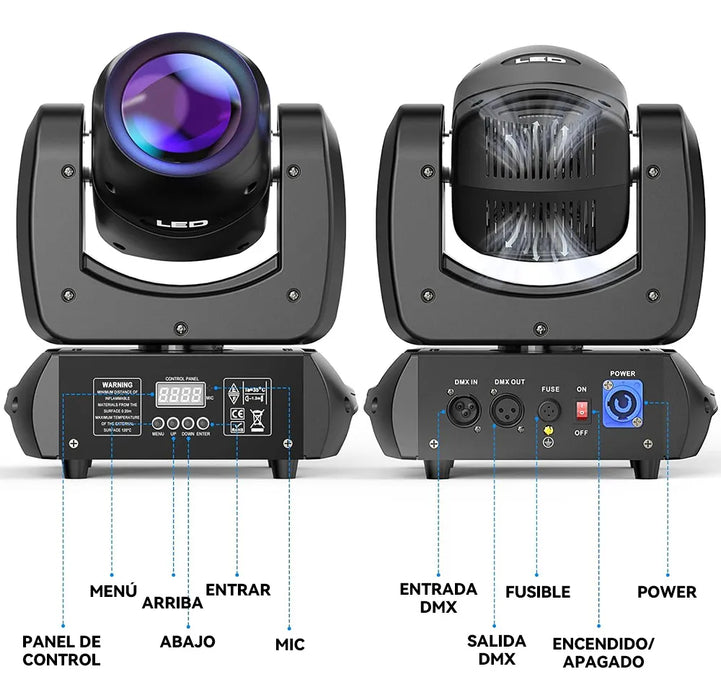 CABEZA MOVIL LED 130W LUCES DE ESCENARIO GOBOS MULTICOLOR GRADO A - TiendaKomet México