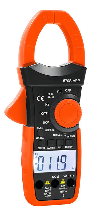 PINZA AMPERIMÉTRICA BLUETOOTH DIGITAL 570S-APP 1000A AC 6000 MULTÍMETRO PINZA AMPERIMÉTRICA AC DC BTMETER BT-570S-APP GRADO B