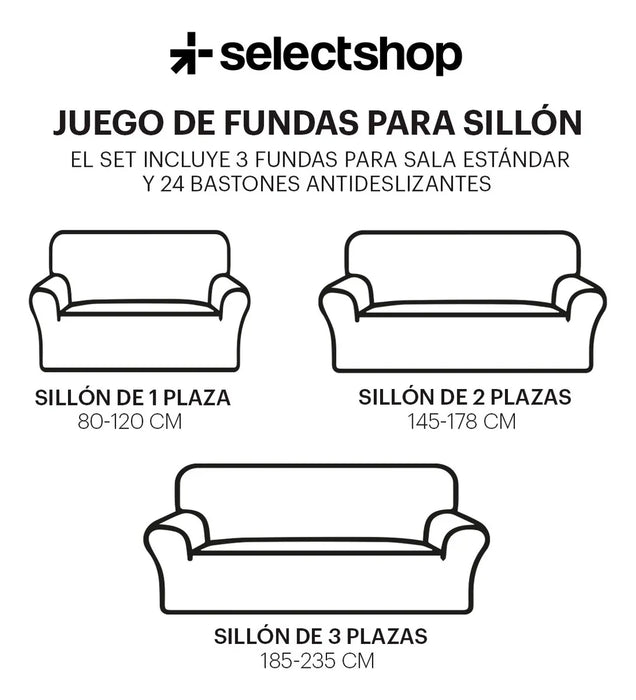 Protector Funda Cubre Sofa Lavable Ajustable 3 Pzas Elastico grado B