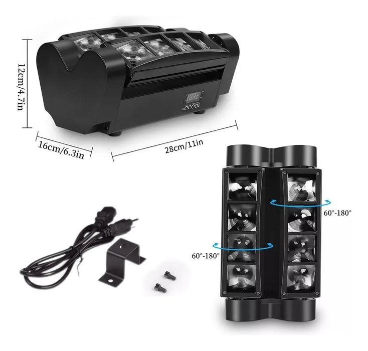 mini spider Rgbw 4 en 1 efectos luz 8x3w dmx512 led luces GRADO B
