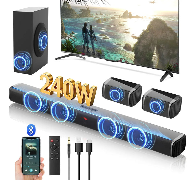BARRA DE SONIDO 5.1 CANALES CON SUBWOOFER Y ALTAVOCES TRASEROS 2  GRADO B