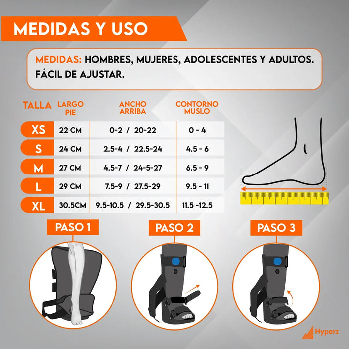 Ferula bota corta walker valvula aire neumatica para tobillo GRADO B