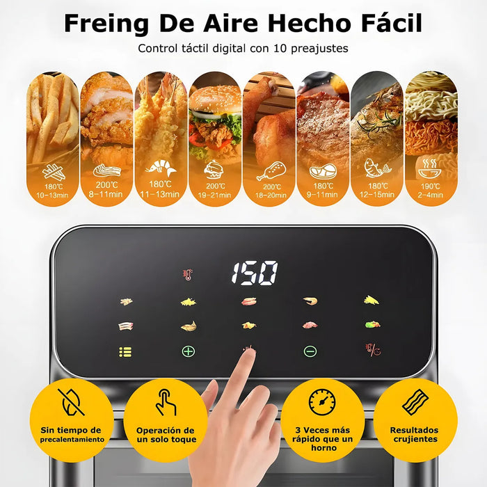 FREIDORA DE AIRE HORNO SMART MULTIFUNCIÓN DE 15L, 1500W - NEGRO GRADO A