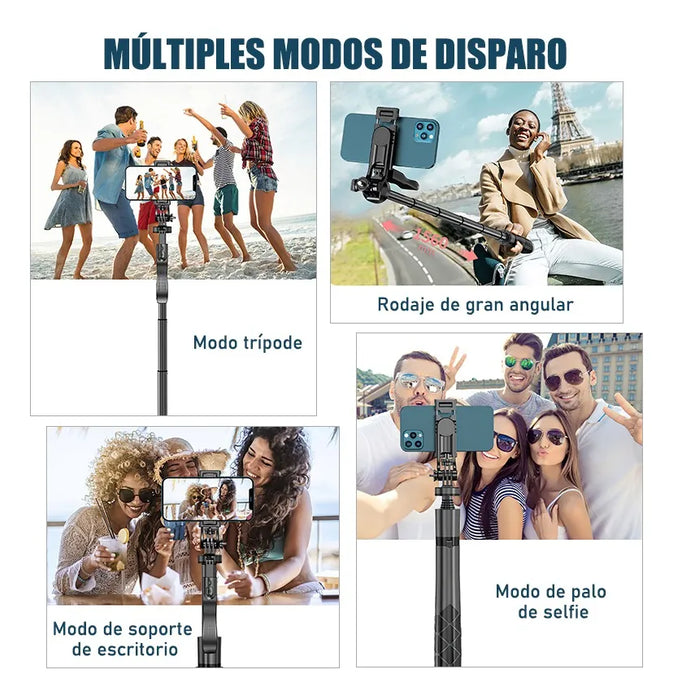 Palo De Selfie TrÃ­pode Con Luz De Relleno Y Control 1.55m GRADO B
