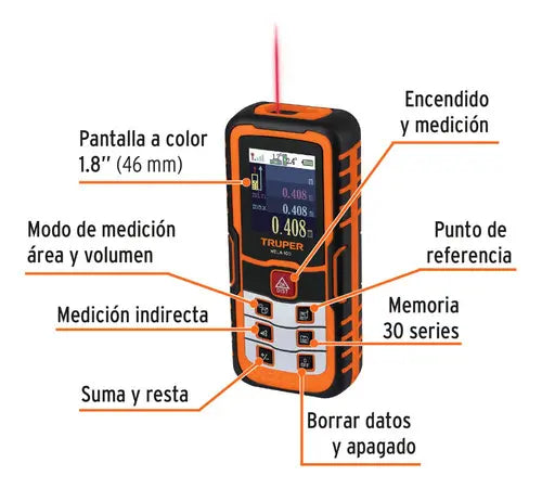 MEDIDOR LASER DE DISTANCIA 100 METROS TRUPER 100374 GRADO A