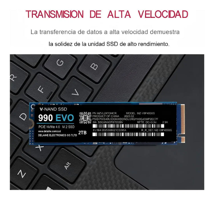 SSD NVMe M.2 KOMSOM 990 EVO 2TB | Velocidad Gen4 para Gaming y Edición 4K GRADO A