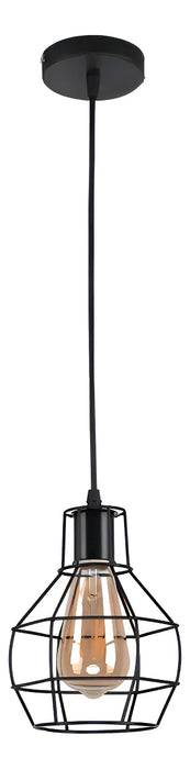 LÃ¡mpara Colgante Vintage Negro Mate 60w E27 1 Luz