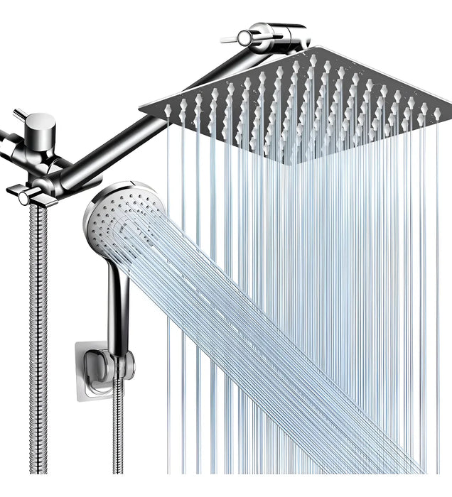 REGADERA CUADRADA MANO ALTA PRESION TIPO LLUVIA CON TELEFONO GRADO B