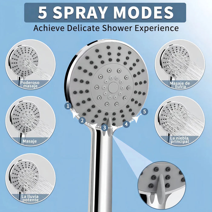 REGADERA CUADRADA MANO ALTA PRESION TIPO LLUVIA CON TELEFONO GRADO B