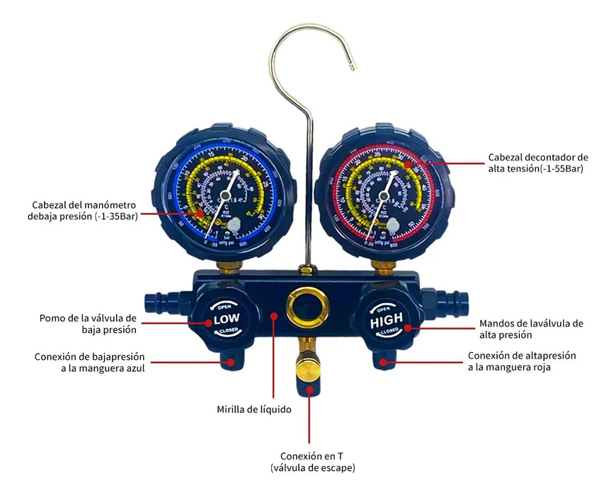 Bomba De Vacío Benzhijia 5cfm 1/3hp 110v + Kit De Manómetro