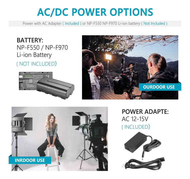 Neewer 660 LED Bicolor: Iluminación Profesional CON SOPORTE Y ESTUCHE, 3200-5600K, DIMMABLE PARA FOTOGRAFÍA GRADO B