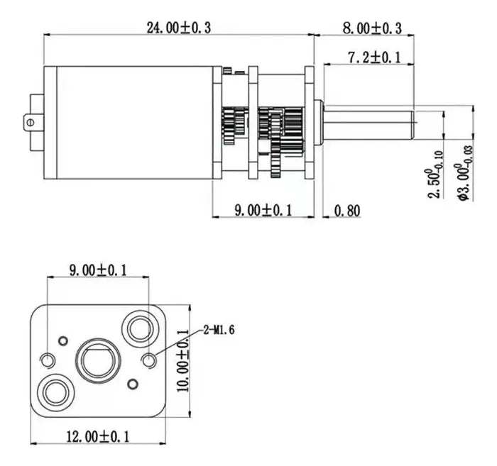 Micro Motorreductor Llanta Y Sujetador 100:1,150:1,210:1 1